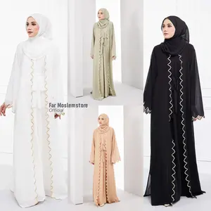 ABAYA SYARI GAMIS HAJI UMROH HITAM PUTIH TURKEY DRESS ABAYA BASIC ARABIAN BORDIR BUSUI FRIENDLY