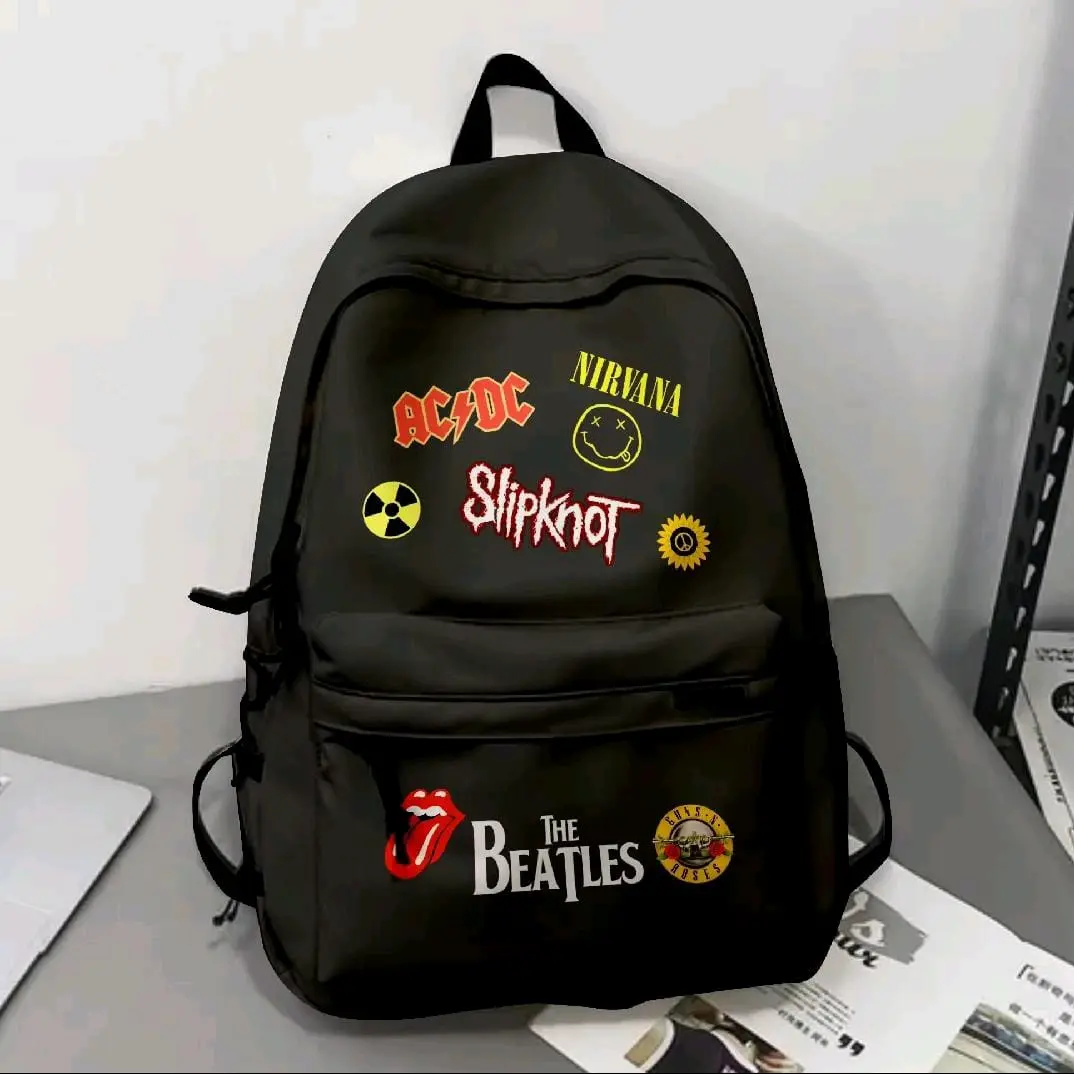 Tas Ransel Sekoloh Model Distro Simpel Keren Motif Musik Band Buat Anak Laki Laki Perempuan Terbaru dan Terlaris