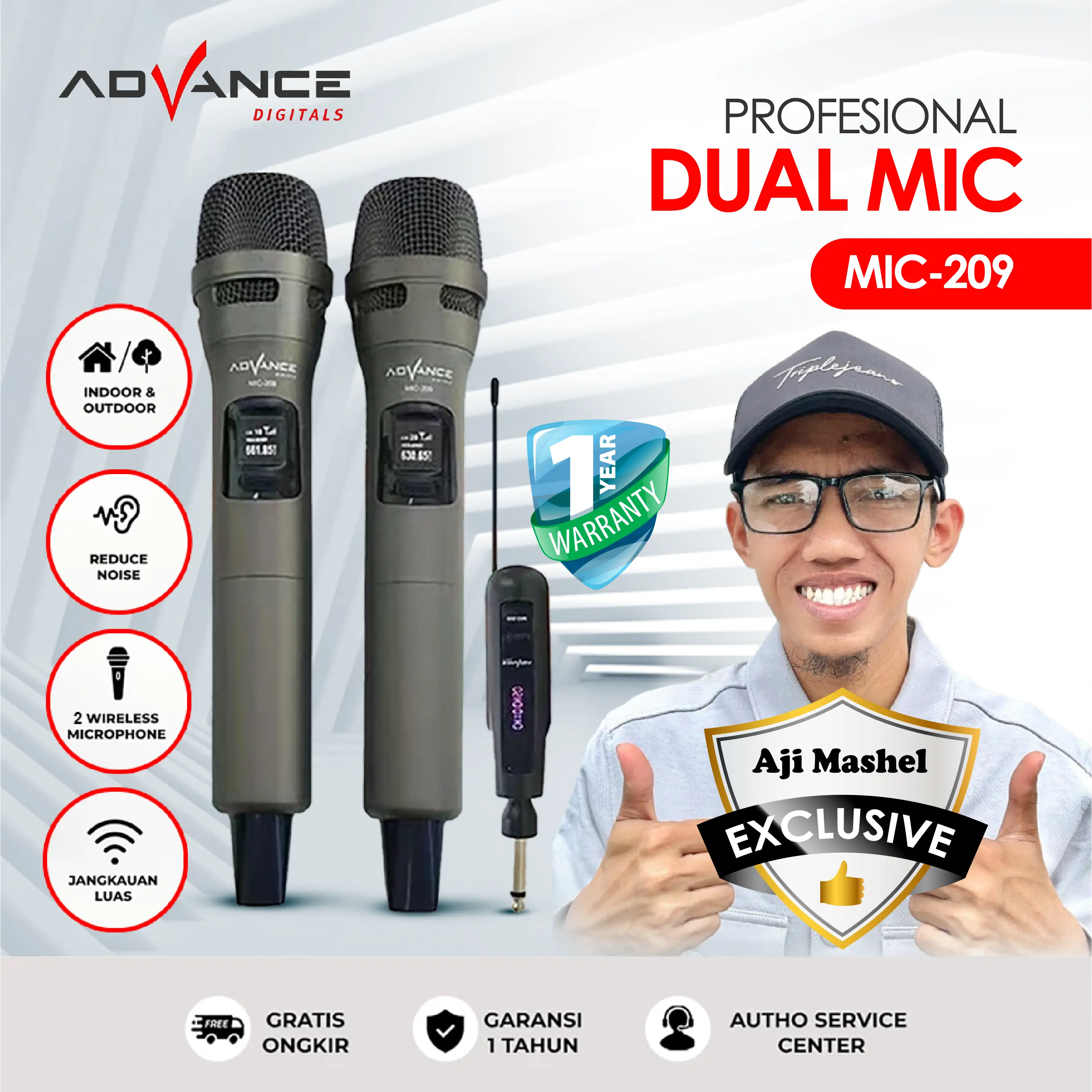 [Exclusive Aji_Mashel] MIC-209 terdapat 2 Mikrophone bisa untuk karoke bareng keluarga - Bergaransi Resmi