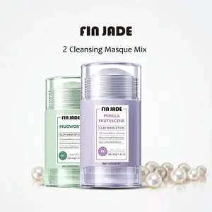 FIN JADE Niacinamide Bright Clay Mask Stick Kit Masker Wajah - Acne Pore Komedo Removal with Mugwort Anti Pores & Acne Clay Stick 40g & Alaska Volcano Clay Pore Anti Blackhead Detox Clay Stick 40g Mud Masker Clay Masker