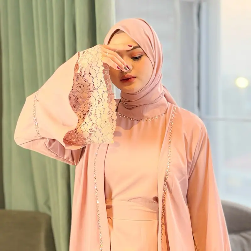 HALIMAH - NAMEERA Set Belt Dan Pashmina | Baju Gamis Abaya Kaftan Dress Wanita Muslim Kondangan Pesta Pengajian Model Baru Mewah Elegan Simple 0