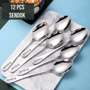 Gratis ukir nama sendok ,garpu isi 12pcs,sendok makan,sendok polos,sendokstainless