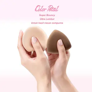 Color Petal Makeup Puff  Spons Makeup Super Lembut Non-Lateks, Basah Kering Bisa, Tidak Menyerap Foundation, Hasil Flawless Glowing