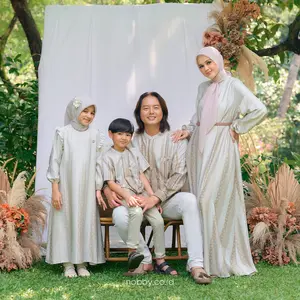 Nobby Sarimbit Mauli Dress Gamis Wanita Muslim Lengan Panjang Bahan Satin Soft Silk Baju Lebaran