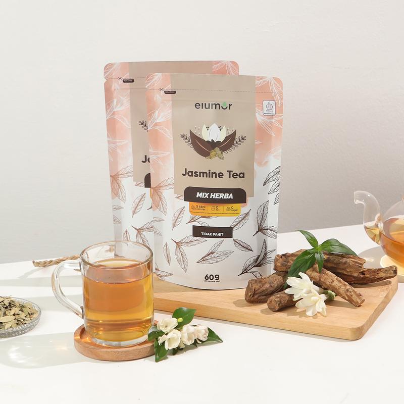 Elumor Jasmine Tea -  Minuman  Herbal Mengandung Daun Teh Melati Akar Kemuning Akar Klembak 3