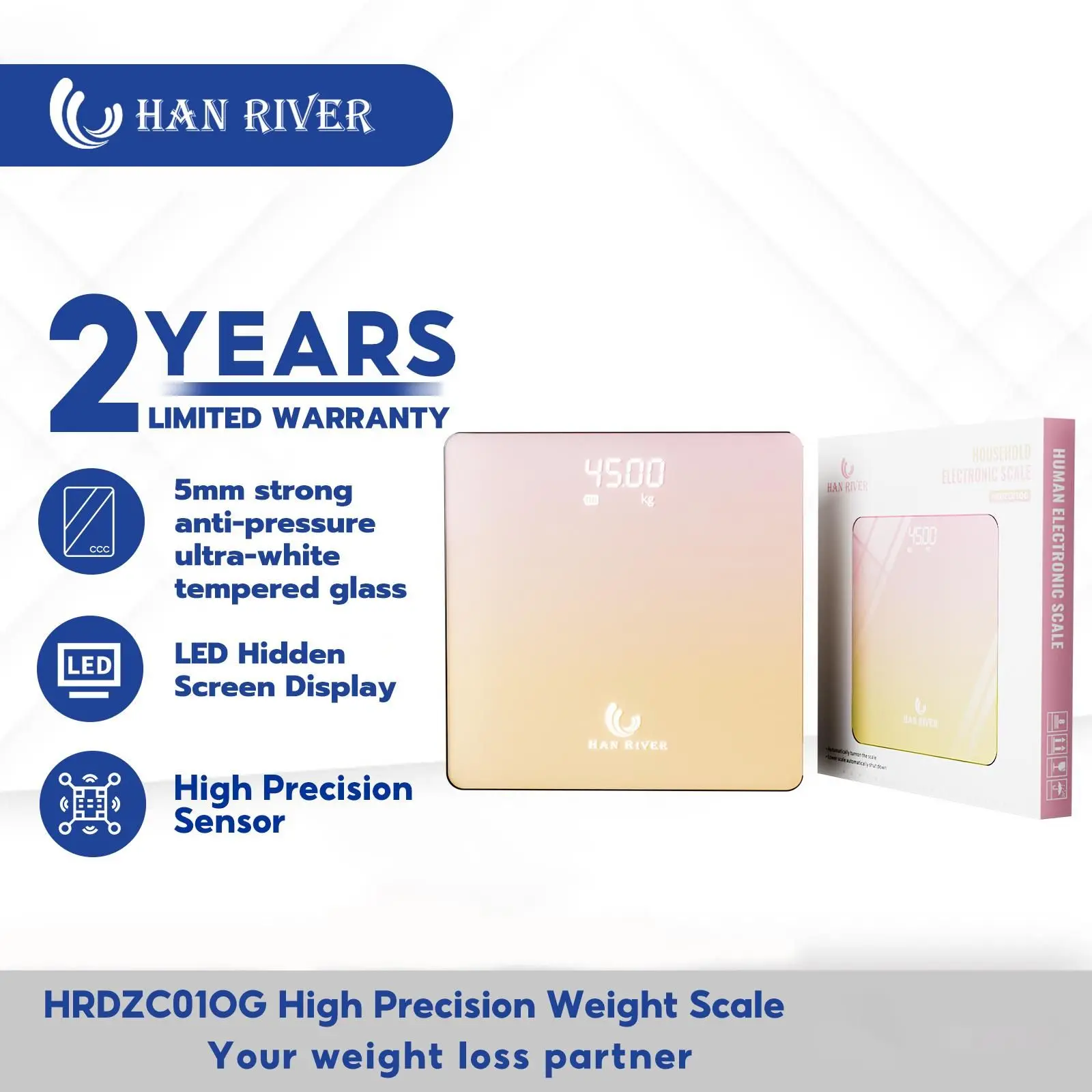 HAN RIVER Electronic Scale Penimbang Berat Badan Human Intelligent Weight Scale Gradient Color Home Health Scale Digital