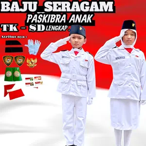 Seragam PASKIBRA Anak TK samp[ai SD  lengkap\ Baju PDU paskibra ANAK  lengkap\Baju paskibra ANAK \Setelan PDU paskibra Anak lengkap dan Atribut nya