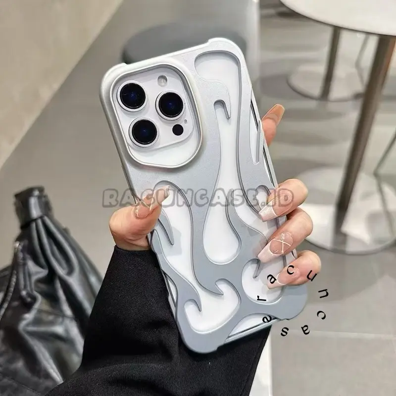 Case Fire Frosted 3D Flame Pattern Silicone for 16 15 14 13 12 11 Pro Max 14 15 16 Plus 1