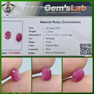 Natural Pinkish Red Ruby Burma 1,18ct memo GLI Heat-A