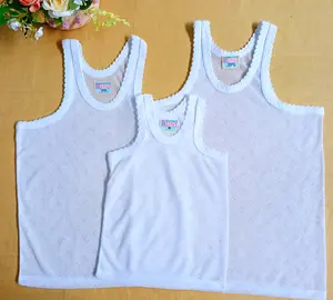 Set 6Pcs - 12 Pcs (1 Lusin) Singlet Anak Putih Berjaring Tektur Bahan RIB Premium Rafa Size S-XXXL - Fashion