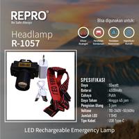 Gambar REPRO Senter Kepala R-1057 - Headlamp 4500mAh Fast Charging Baterai Usb - Cahaya Putih 55W - Adjustable 90° - Super Terang untuk Berkemah & Hiking Charger dari Repro LED Kota Administrasi Jakarta Utara 4 Tokopedia