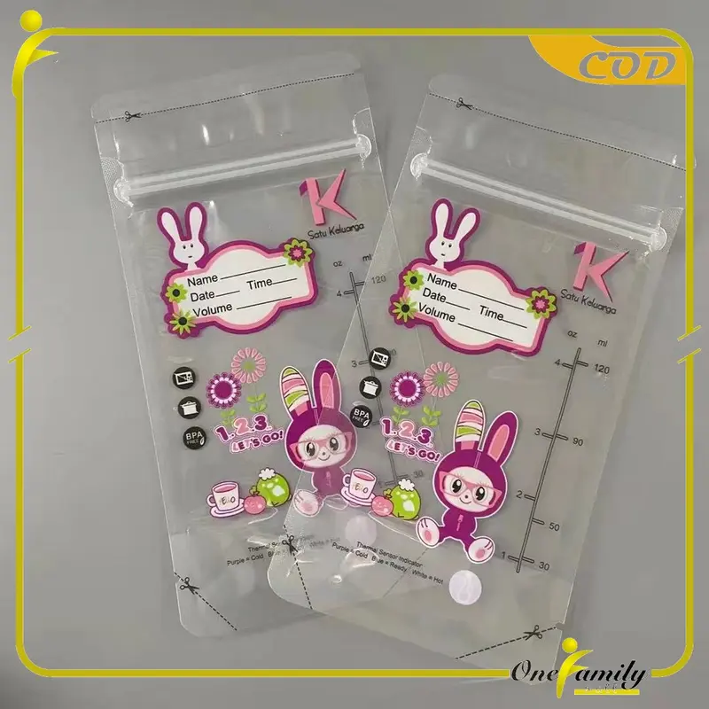 OFM C264 Kantong Asi 120ml Isi 30 dengan SENSOR TERMAL Plastik Asi Tas Penyimpanan ASI BEBAS BPA 5
