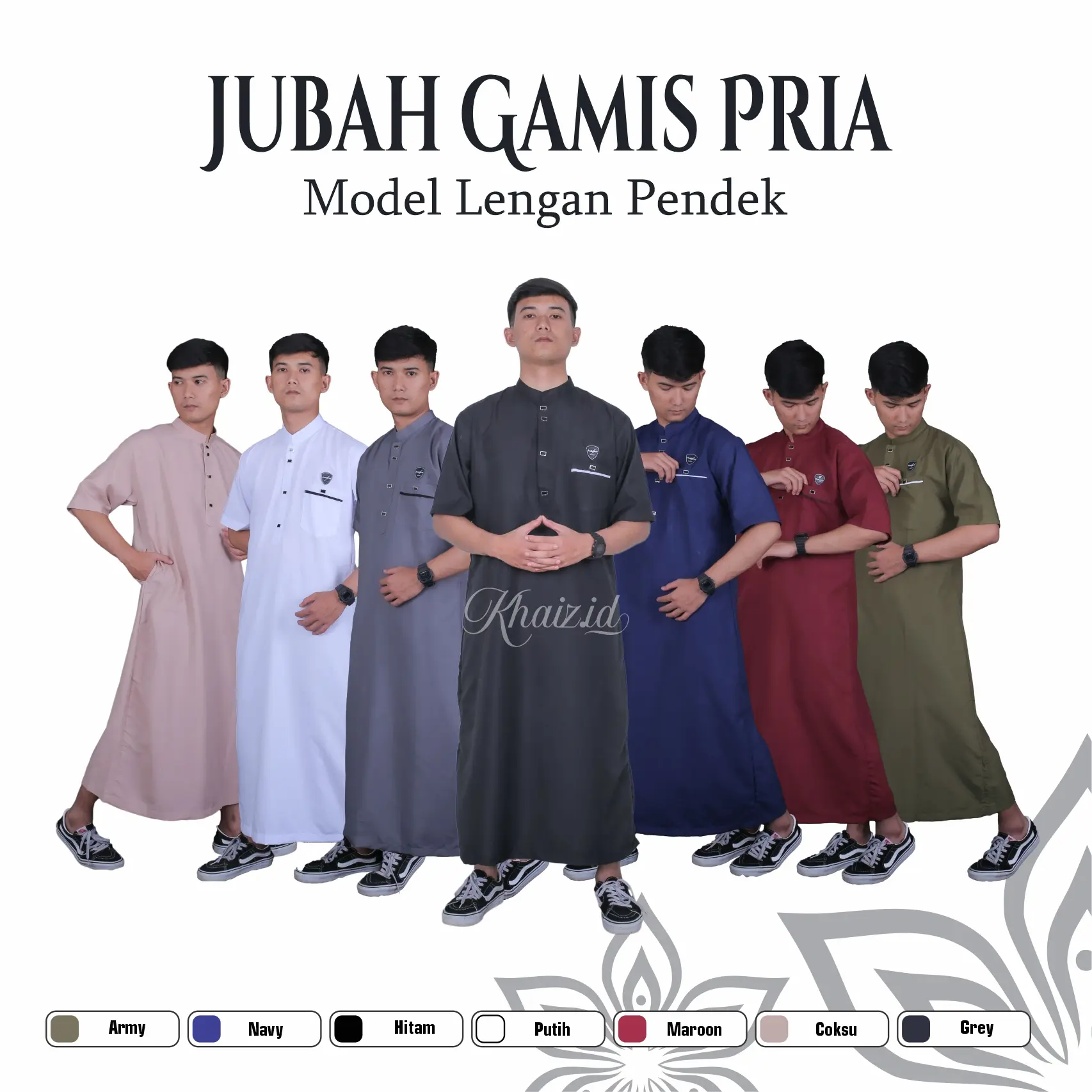 Jubah Gamis Pria Model Lengan Pendek Reguler Model Kancing Sultan Dewasa Muslim