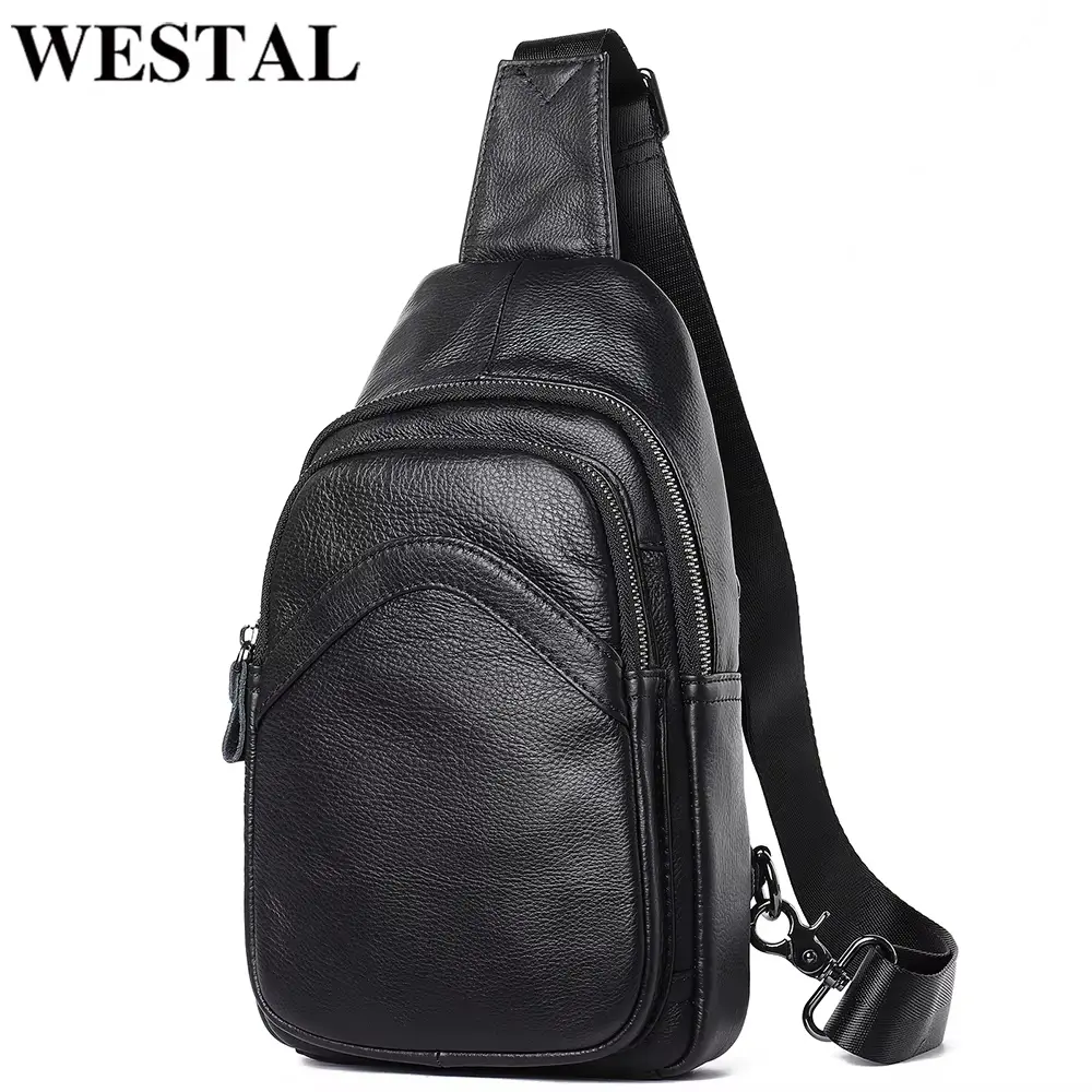 Tas Kulit Pria Westal untuk Dada dan Selempang - Cowok