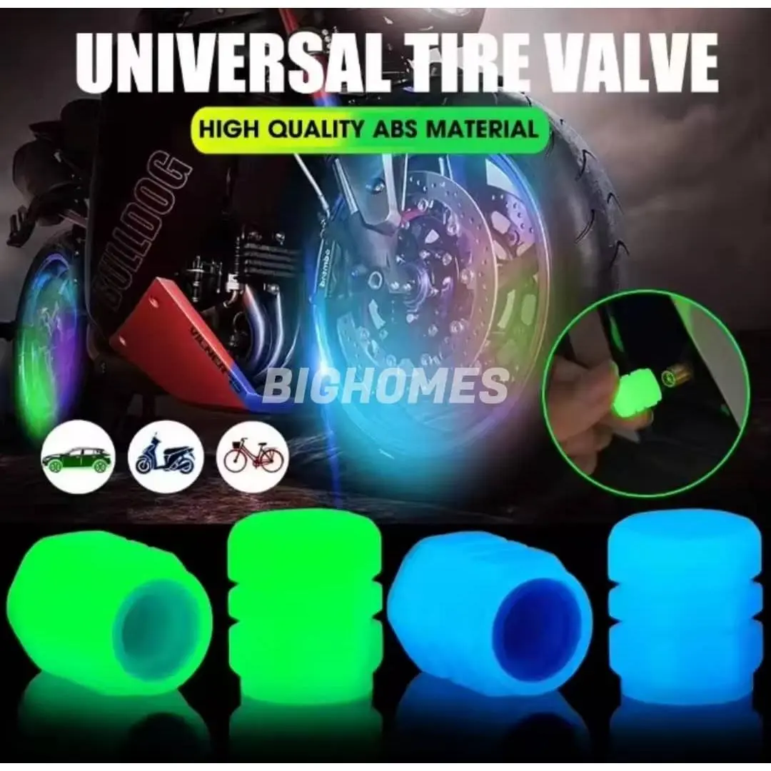 【COD】1/4pcs Universal Fluorescent tires Air Cap Stem Valve/ Luminous Valve Cap/ Car & Motorcycle & Bicycle Wheel Tire Valve Cap Tayar Pendarfluor Universal Injap Batang Penutup Udara/ Penutup Injap Bercahaya/ Penutup Injap Tayar Roda Kereta & Motosikal