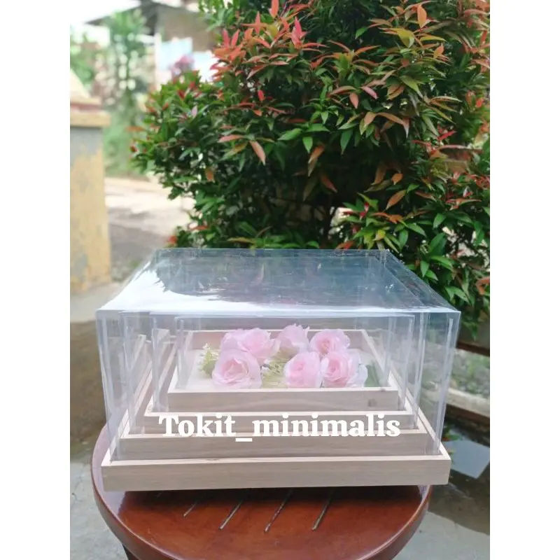 kotak hantaran pernikahan kayu jati Belanda 1set isi 4 box seserahan pernikahan kayu jati Belanda full mika