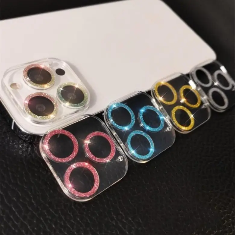 Glitter Diamond lens Protector film for iPhone 14 15 Pro Max 11 12 13 Pro Max  Lens Screen Protector Lens Cover