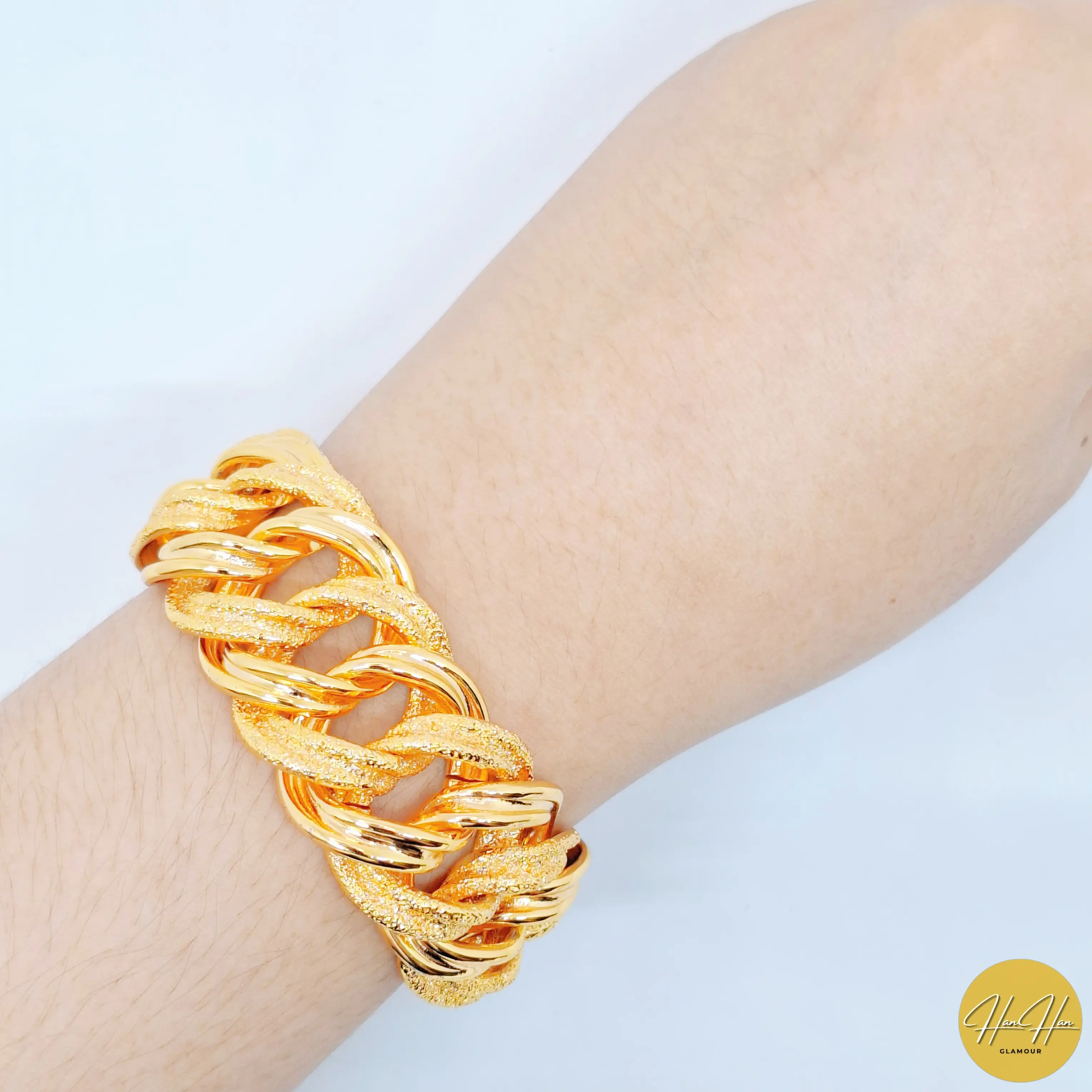 Gelang Rantai Besar Berpasir Warna Gold Kualitas Premium 2 Warna Berbeda - Aksesoris Wanita - Kualitas impor - Bracelets Emas
