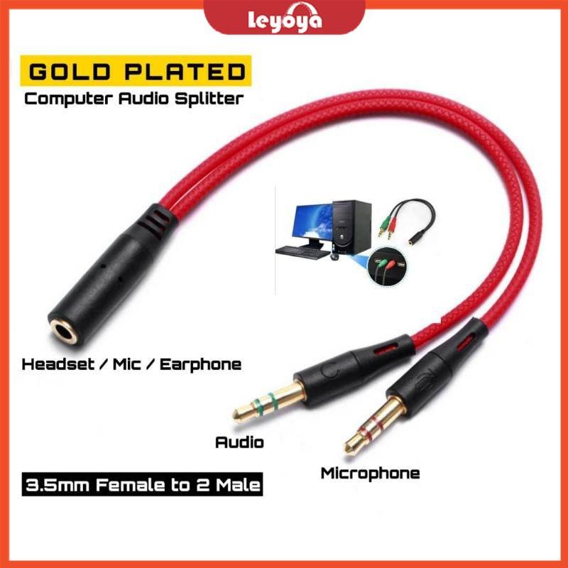 Bộ Chuyển Đổi Âm Thanh Nổi, Leyoya, 3.5Mm, Thích Hợp Cho Tai Nghe Có Dây, Đầu Nối Nữ Sang Đực Kép, Bộ Chia Loa Và Micro, Cáp Âm Thanh Loại Chữ Y, Tương Thích Với PC / TV / Máy Tính Xách Tay / PlayStation / Xbox