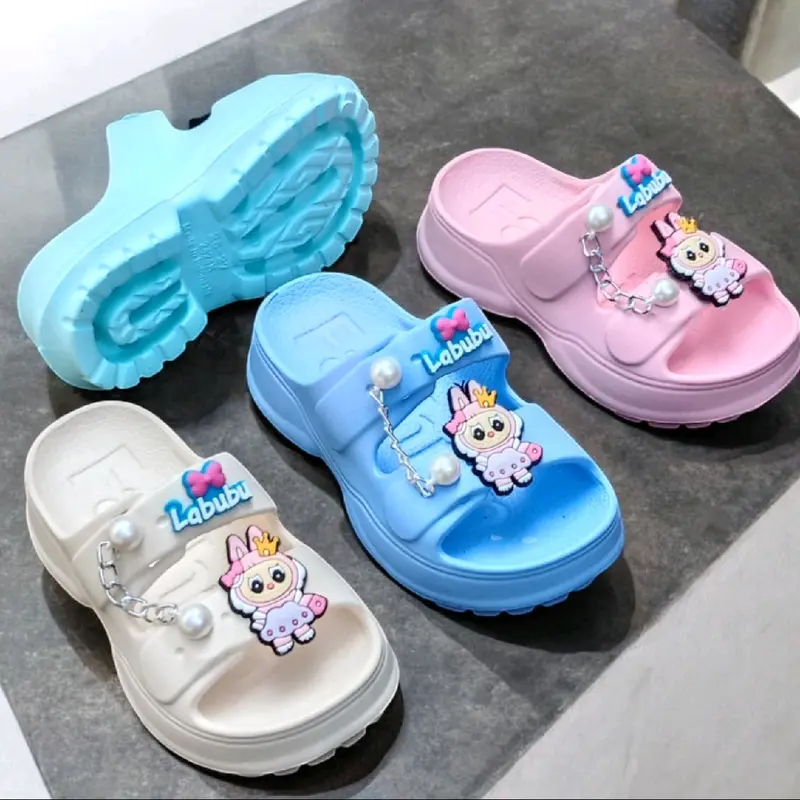 Sandal Selop Anak Perempuan Labubu Rantai Terbaru - Sepatu Anti Slip 2424 Rantai Kaki Fashion 1