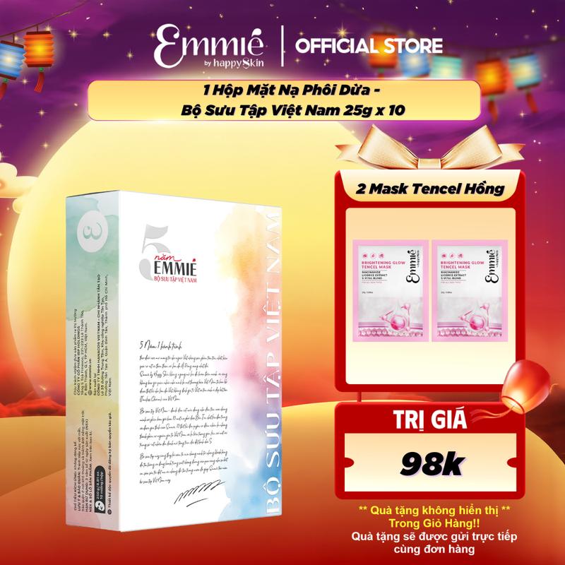 [Cùng Học Chăm Da] [ MUA 10 TẶNG 2 ] Hộp 10 mặt nạ sinh học phôi dừa siêu tinh chất - Mặt nạ dừa sáng mịn da 25g x 10