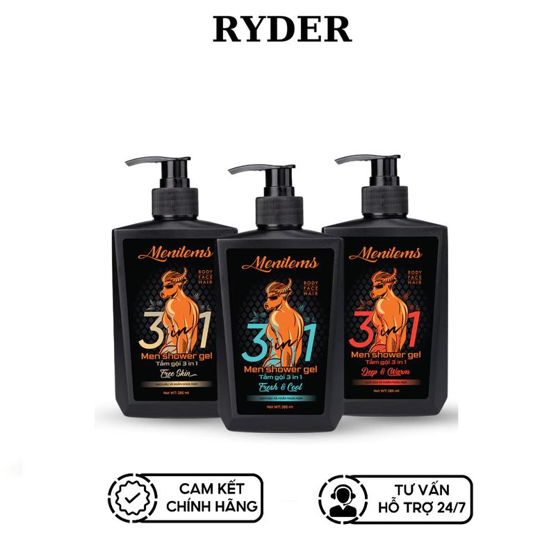 Sữa tắm gội 3in1 Menitems hương nước hoa 285ml hỗ trợ giảm mụn lưng ngừa mụn làm sạch sâu