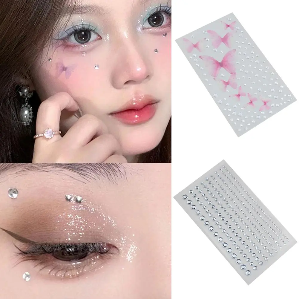 Miếng Dán Bướm Kim Cương Giả Ngọc Trai Trang Điểm Mắt Kim Cương Giả Tự Làm, Đề Can Mặt
