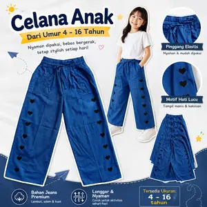 KULOT JEANS LOVE ANAK PEREMPUAN 4-16 TAHUN Fashion Celana