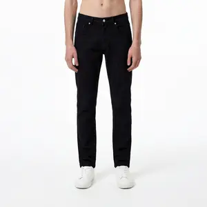 Celana Jeans Slim Fit Solid Black Panjang Pria Stretch/Melar Original Denimic Nyaman Hitam Pekat Cowok