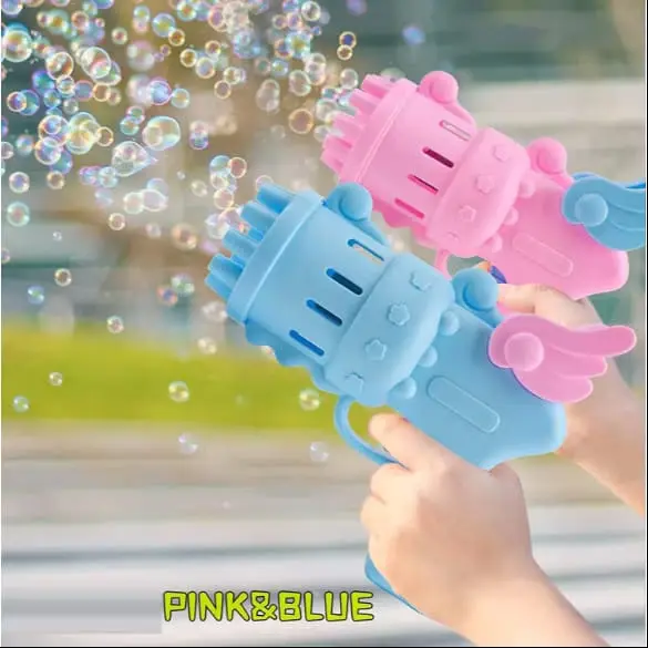 Mainan Anak Bubble Gun Sayap Elektrik Gatling Gelembung Sabun