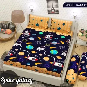 PROMO Sarung kasur busa resleting Terlaris motif galaxy / Sprei resleting motif karakter/ bahan katun halus / polymicro