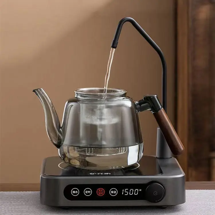 Ấm Trà Tự Động, Mới, Bơm Nước Và Sưởi Ấm Bằng Điện, Thích Hợp Để Nấu Trà, Sưởi Ấm Nước, Làm Bằng Gỗ Đào, Thủy Tinh Hoàn Toàn, Dung Tích Lớn, Được Cấp Bằng Sáng Chế, Thích Hợp Cho Các Dụng Cụ Pha Trà 6