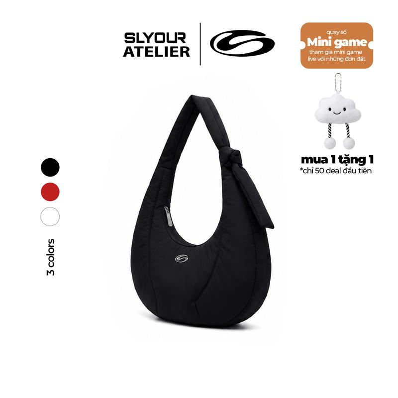 [Tặng kèm charm] Túi HOBO V2 - SLYOUR Bag Nam Nữ, Túi Phao Dù Béo, Túi Phao Halfmoon 2 in 1 Thời Trang, Khóa Zip Tiện Lợi - 40x20cm