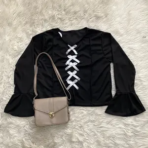 Bery - LEORA BLOUSE KNIT / KOREAN BLOUSE PITA / Rosela rosella  blouse baju  crop kaos  crop Panjang Rib Knitwear Wanita Top Atasan Basic Cewek Kerah