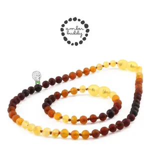 Amber Buddy | XB54RA1M Kalung dan Gelang Amber bayi Rainbow Matte - 32cm & 14cm.