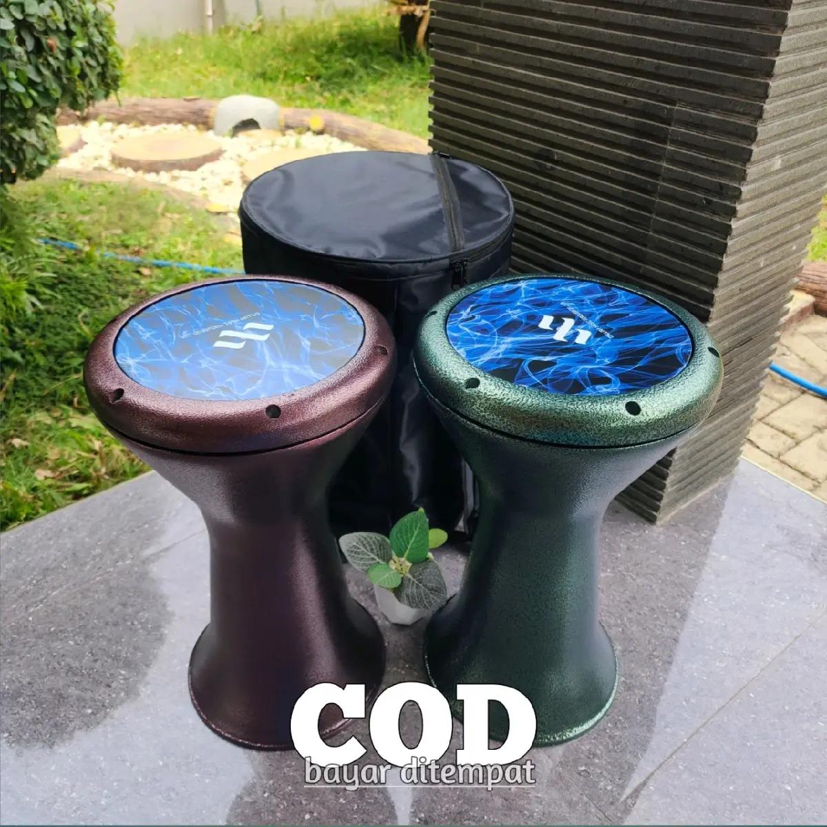 Darbuka ukuran 8 inci, motif corak antik (cutting kulit jeruk), pakai Mika GMP Blue fire, free kunci L.