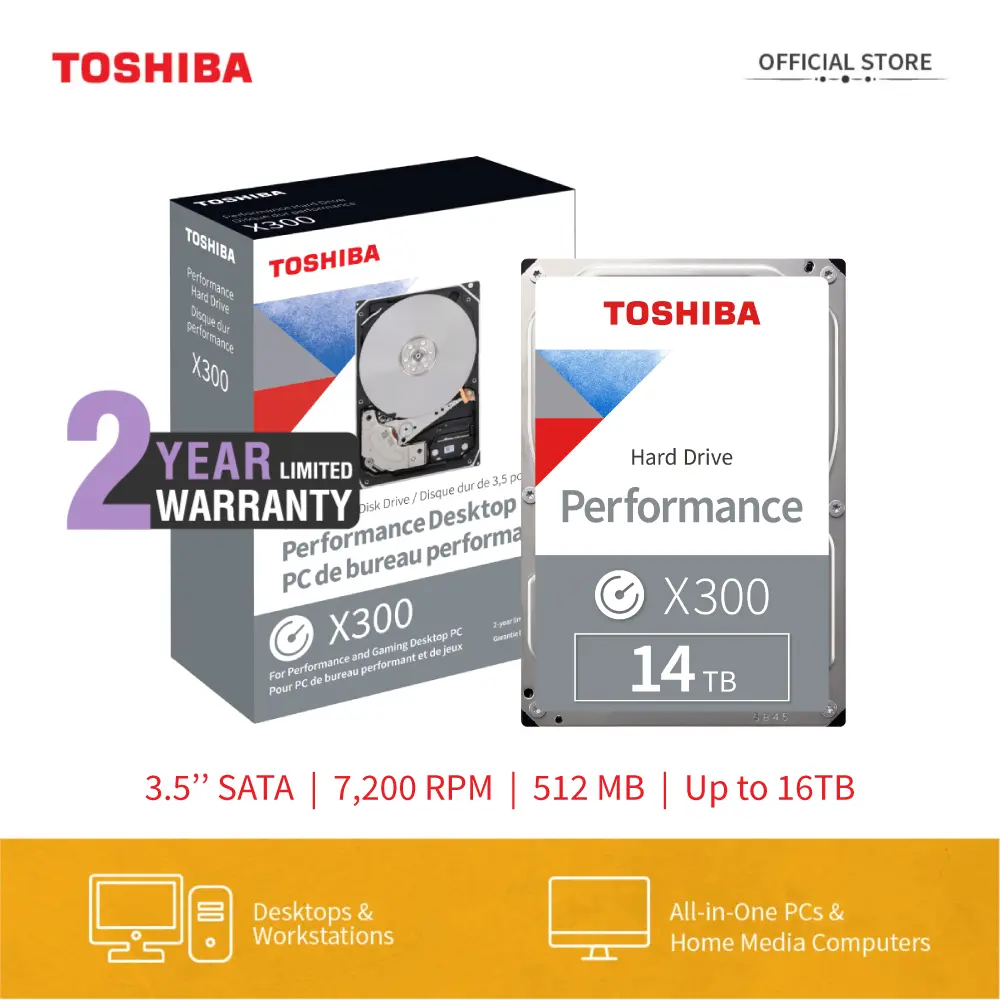 Toshiba Performance X300 3.5 inch Internal Hard Disk Drive 4TB / 6TB / 8TB / 10TB / 12TB / 14TB / 16TB