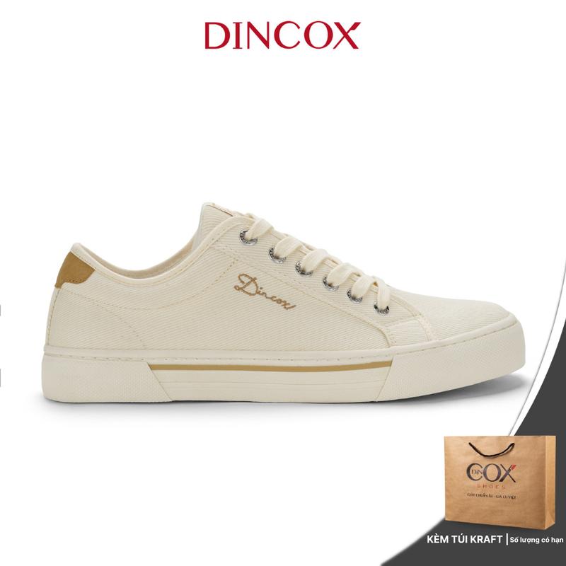 Giày Sneaker Đế Bằng Vải Canvas Nam Nữ E12 Cream Thời Trang Dincox Shoes