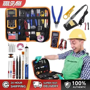 NEW Set Solder Listrik Lengkap Dengan Multimeter Iron Tool Kit 220V 60W Set Besi Elektronik Kit Besi Elektronik 200-450 ° C Paket Penyedot Penghisap Timah Set Kit