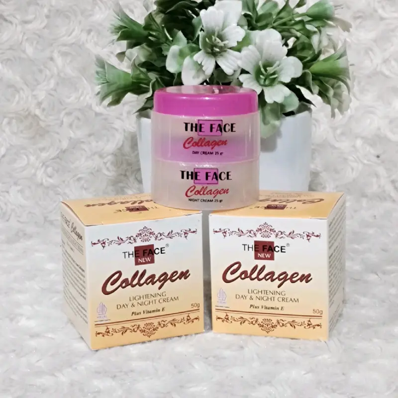 Krim Wajah Siang & Malam Collagen The Face Vitamin E Perawatan Pencerah & Pelembab Muka Berminyak Moisturizer 4