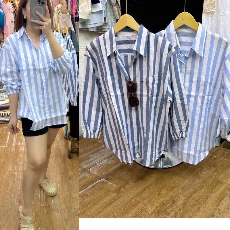 kemeja oversize salur ZR ( tangan karet ) 0