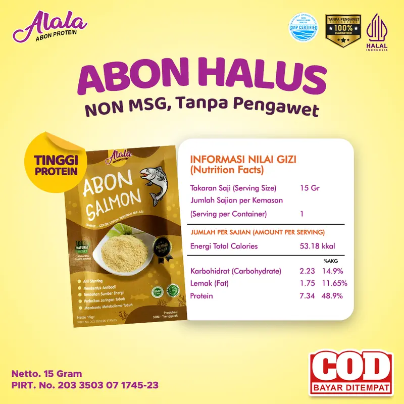 [PAKET BUNDLING HEMAT 3 PCS] ALALA Abon Bayi  8 Bulan -  Makanan Bayi Tidak Pedas - Abon Alala 15gr Abon MPASI Bubuk Powder Tabur 7