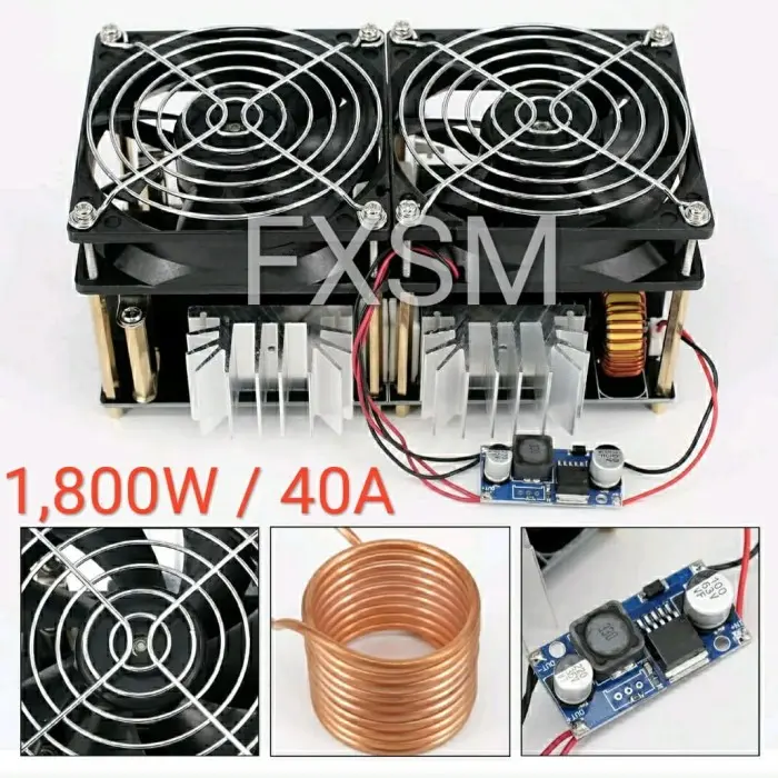 Termurah 12Vdc~48Vdc/1800W - Zvs Induction Heater Pemanas Induksi + Cooling Fan