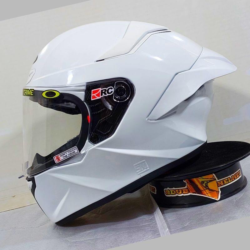 Helm Full Face Mla Crypton Solid Glosy Kaca Visor Clear Blue Red Gold/Helm Full Face Terbaru  SNI Original 3