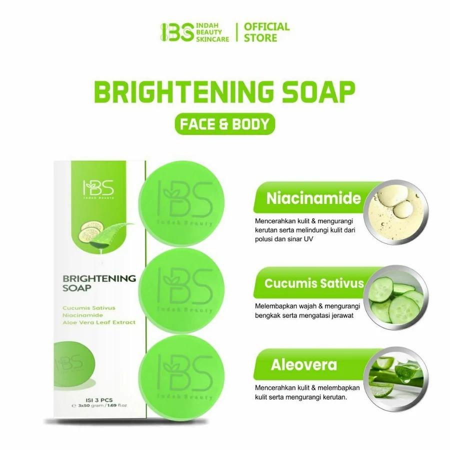 IBS BRIGHTENING SOAP Sabun pencerah wajah dan badan  ( 1 box isi 3pcs New Hijau)