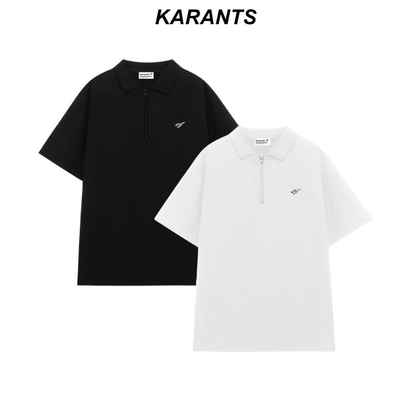 Áo Polo Trơn Logo Kim Loại Karants Khoá Kéo Cotton Cá Sấu Premium Form Oversize Nam Nữ Unisex Menswear Hot Trend 2025 - KR259