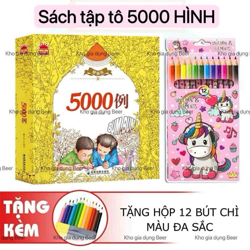 Tặng Kèm Quyển tô màu 5000 hình Tặng kèm hộp bút 12 màu vẽ cho bé