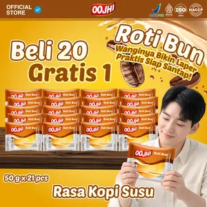 OOJHI Roti Bun 20 pcs Rasa Cokelat dan Rasa Kopi Susu Bersertifikat BPOM & Halal 50g
