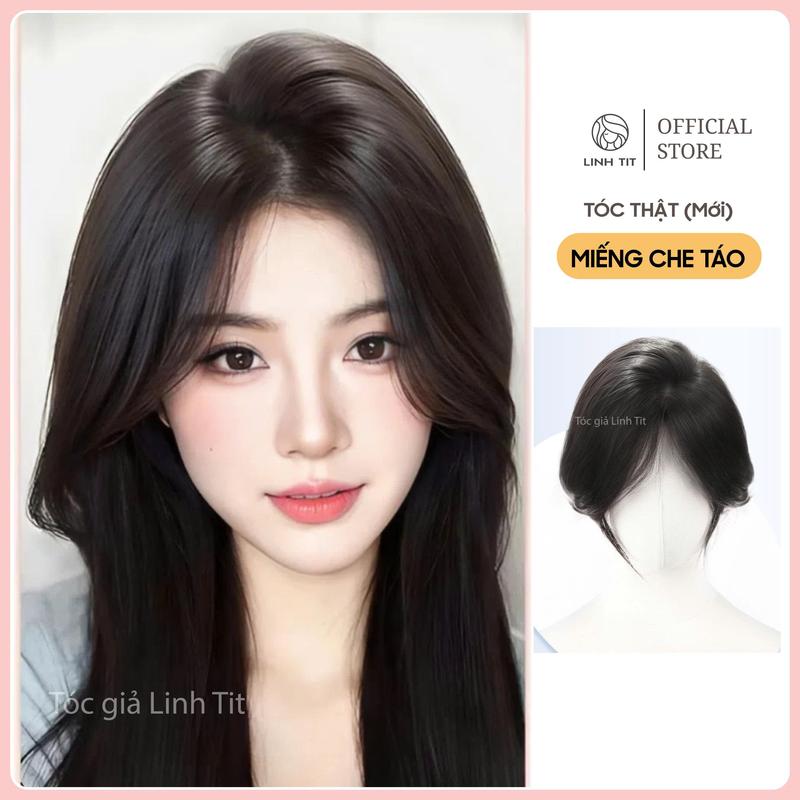   TẶNG KÈM PHỤ KIỆN  Phủ hói miếng che Táo Tóc Thật kích thước 9*9cm |Tóc giả Linh Tít 