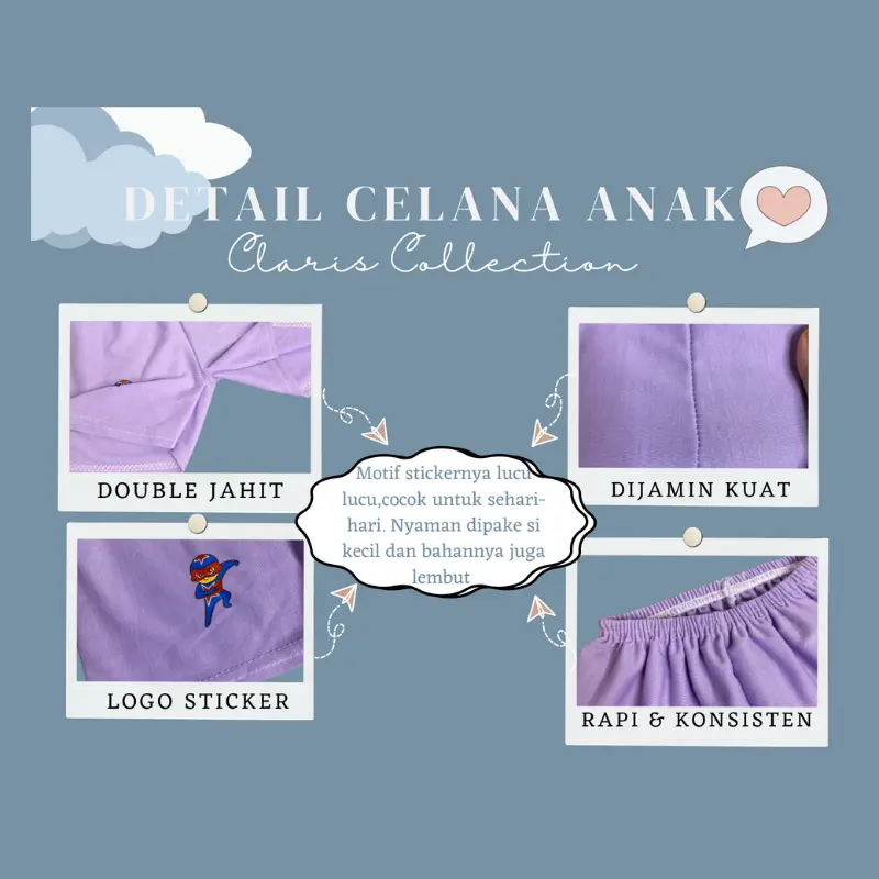 GROSIR CELANA ANAK / CELANA LUSINAN / 12 PCS CELANA WARNA STICKER 2